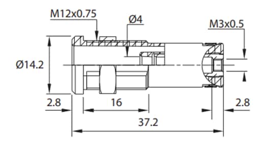 Mechanical Drawing - Cal Test Electronics CT4406 4mm Sheathed Banana Jacks